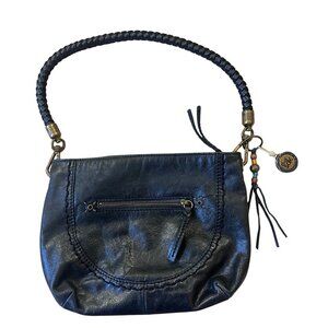 The Sak Y2K Purse Black  Braided Handle Tassle Logo Hippie Boho Indie